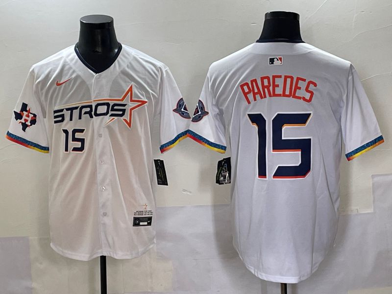 Men Houston Astros #15 Paredes White Fourth generation Joint Name 2025 Nike MLB Jersey style 8